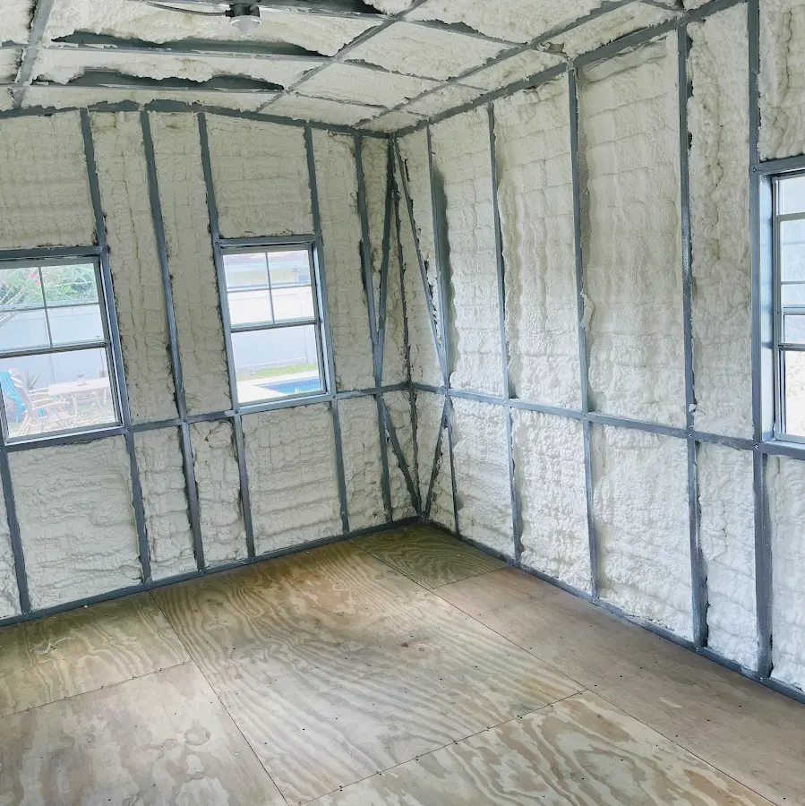 Closed-cell spray foam insulation applied to wall cavities in a residential project in La Cresta